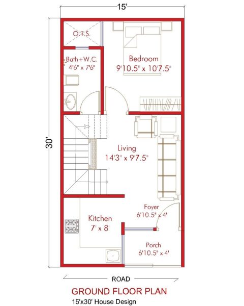 15 X 30 House Plan 450 Sq Ft House Design Architego