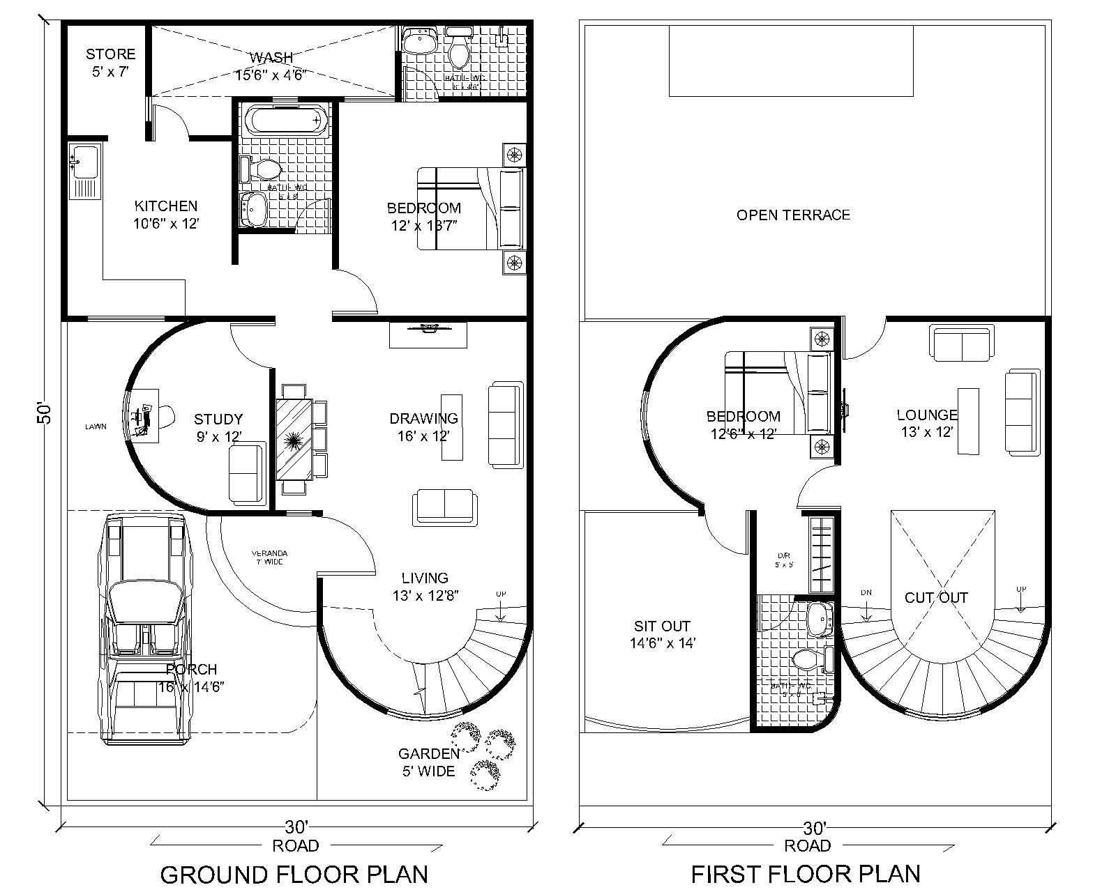 25 By 50 House Plans 3bhk