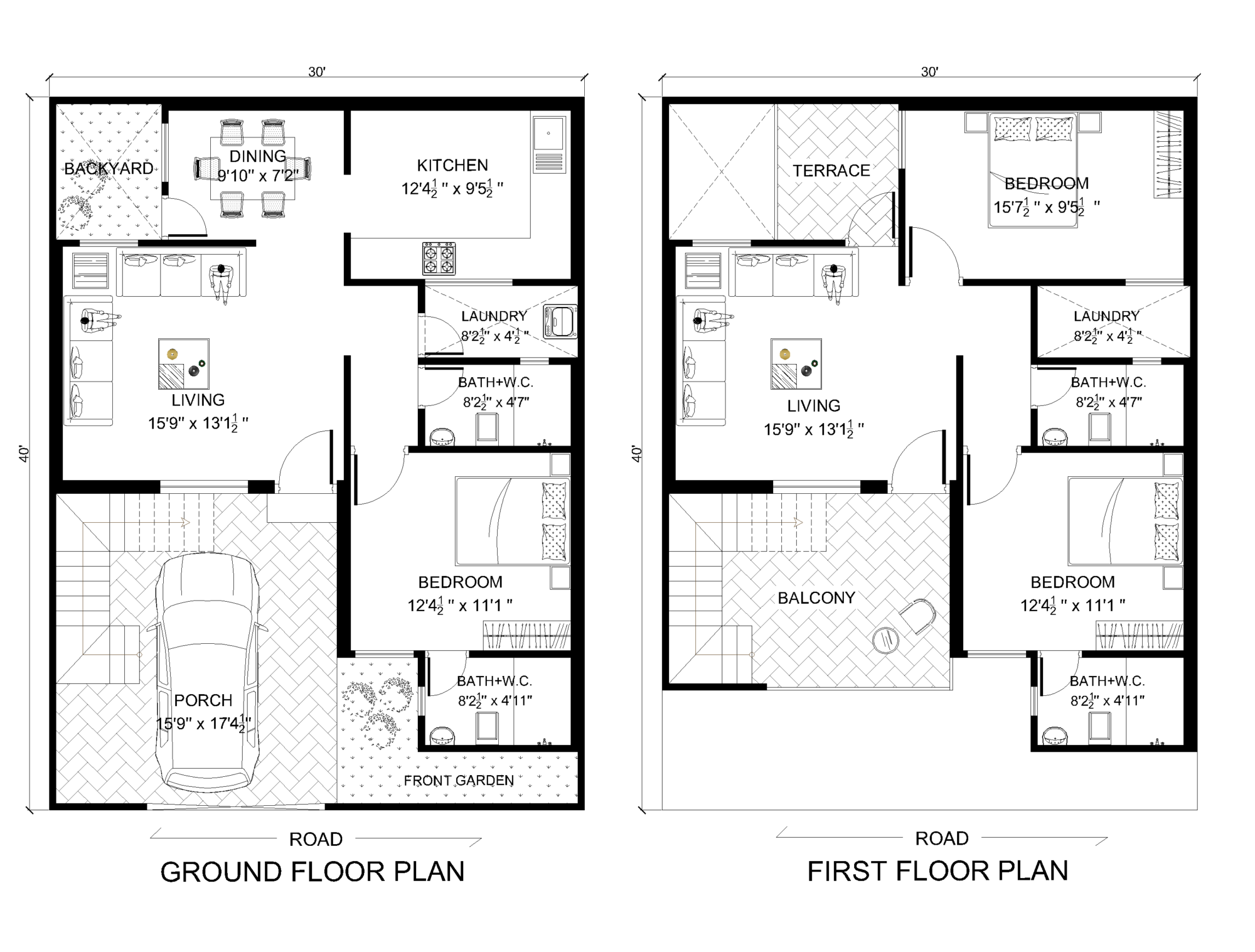 30 X 40 Duplex House Plan 3 Bhk Architego