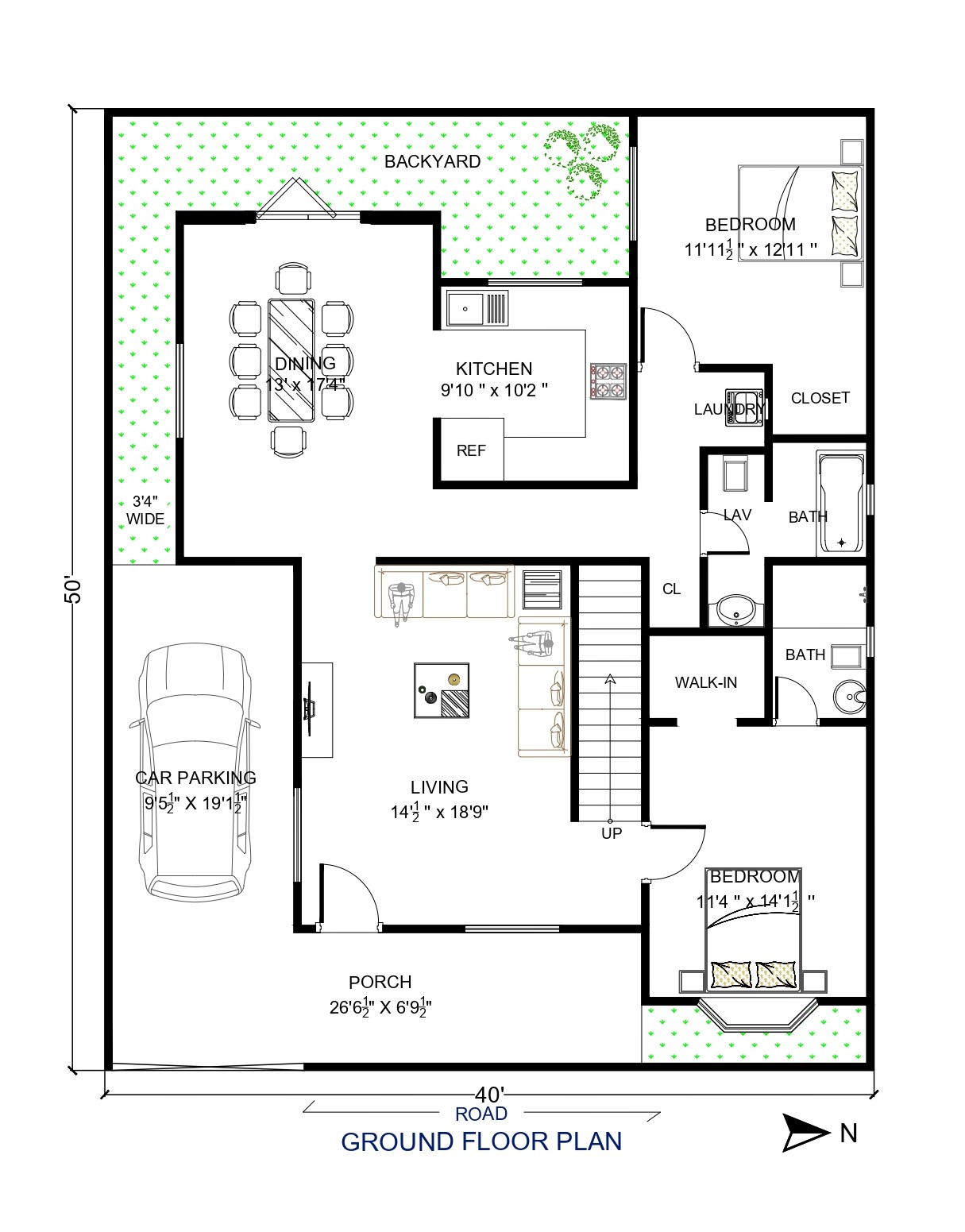 22 X 50 House Plan East Facing 2bhk