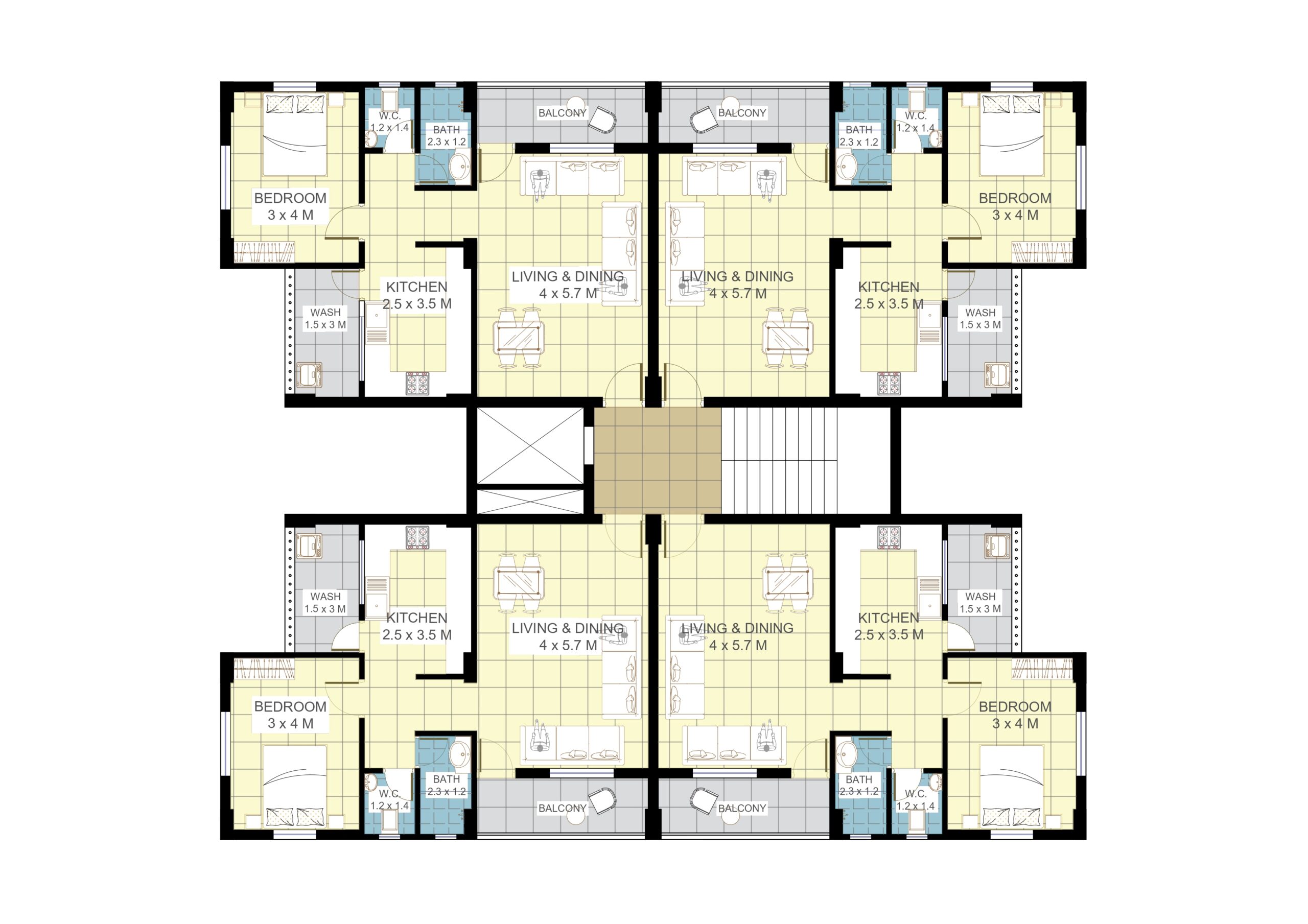 Bhk Apartment Plan Layout Architego