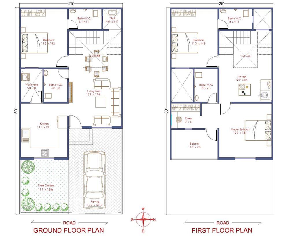 25 x 50 House Plans - Architego